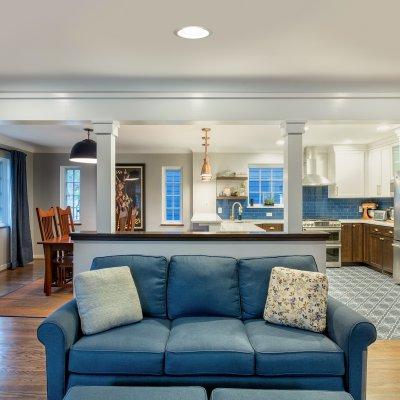 Opened walls kitchen family room  